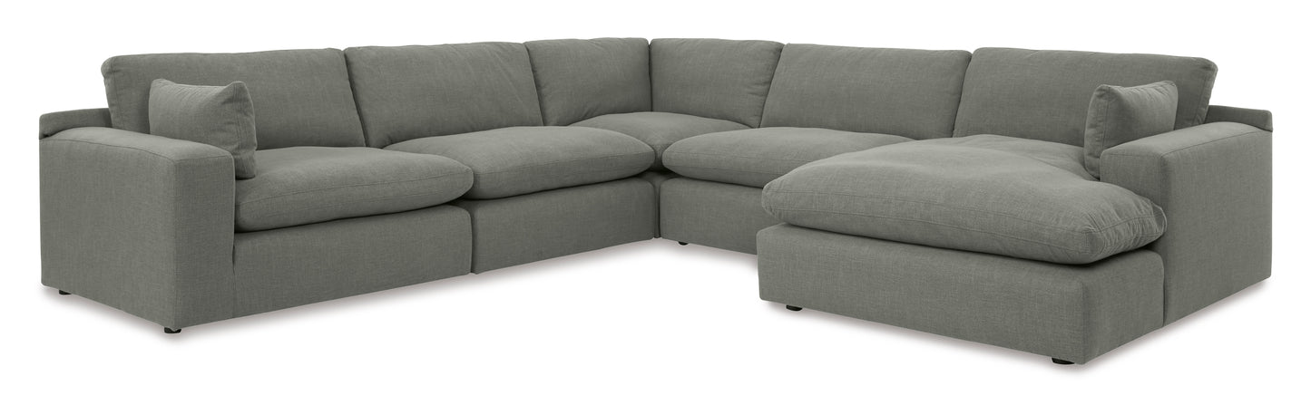 Linen- Hued 5-Piece Sectional with Chaise